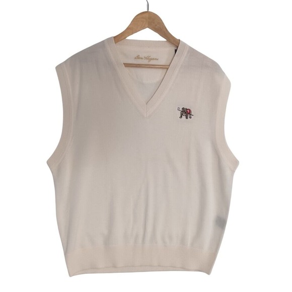Hogan Other - Ben Hogan Men's Large Merino Wool Cream V-neck Sweater Vest Bulldog Golf Italy